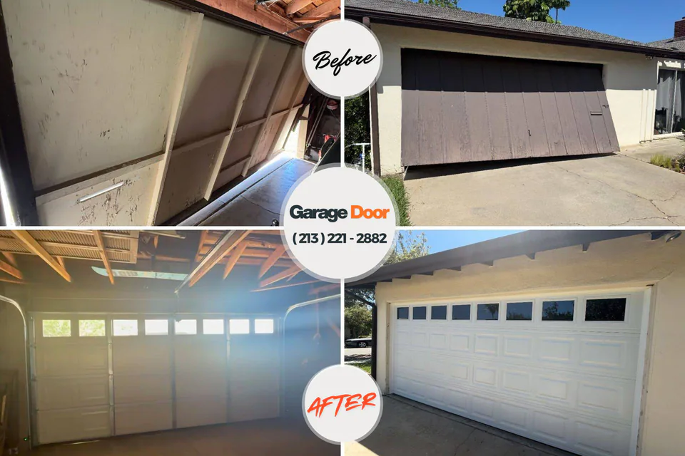 Before and after: garage door repair New Albany, IN